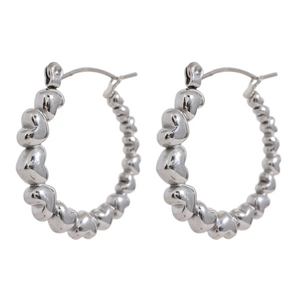 Heart gradient round gold silver color hoop earrings - product image