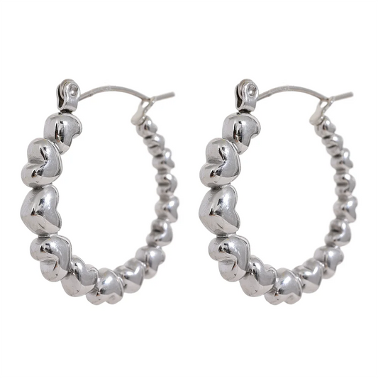 Heart gradient round gold silver color hoop earrings - product image