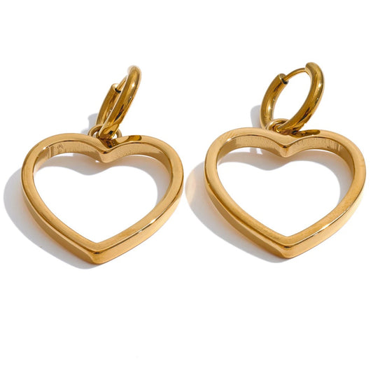 Heart hollow minimalist hoop earrings - product image