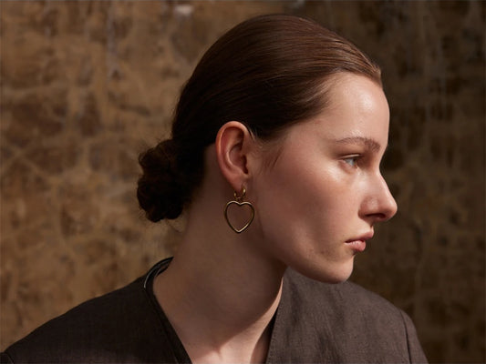 Heart hollow minimalist hoop earrings - product image