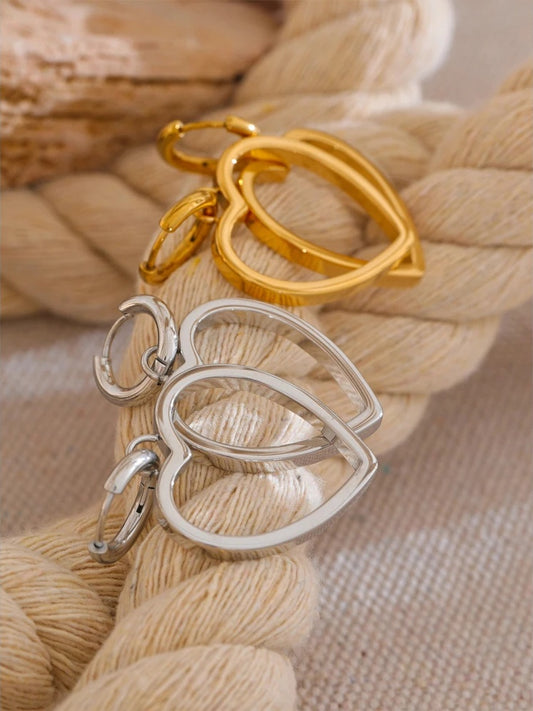 Heart hollow minimalist hoop earrings - product image