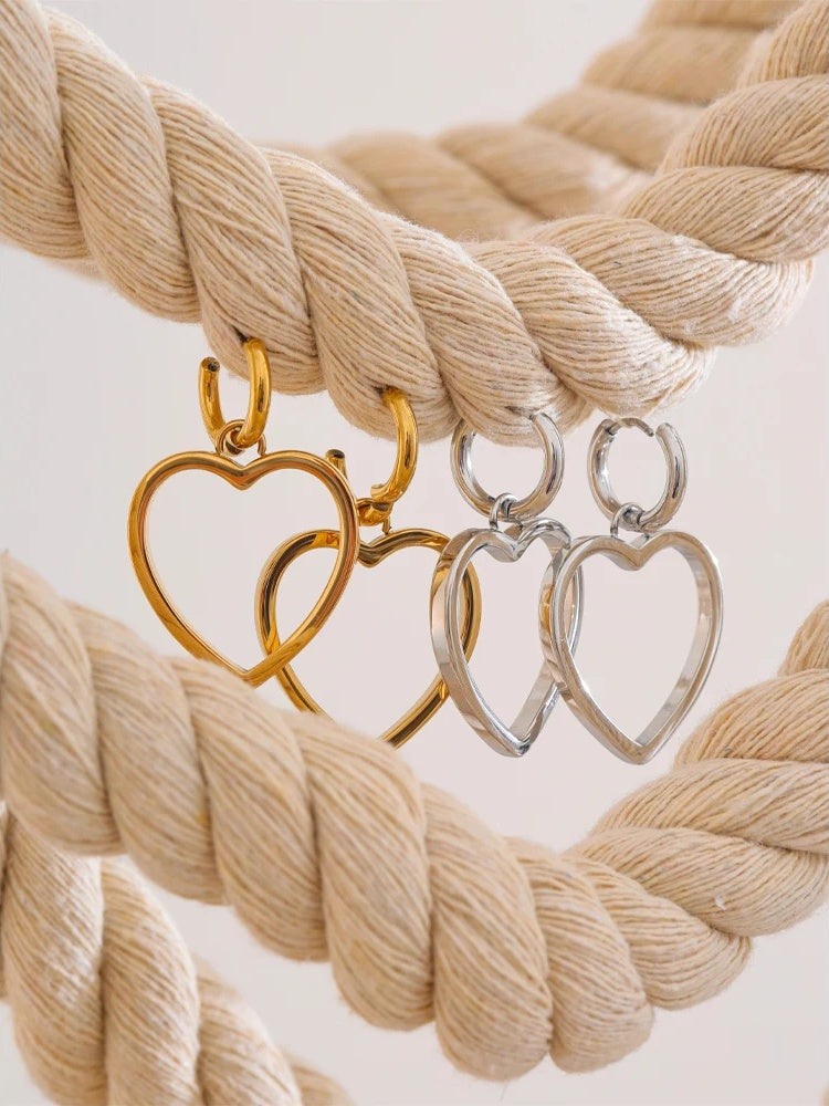 Heart hollow minimalist hoop earrings - product image