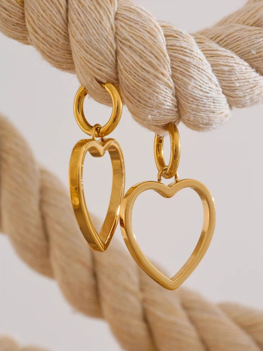 Heart hollow minimalist hoop earrings - product image