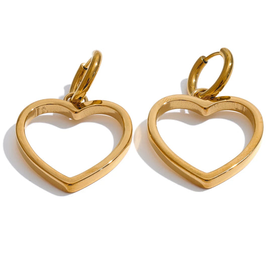 Heart hollow minimalist hoop earrings - product image