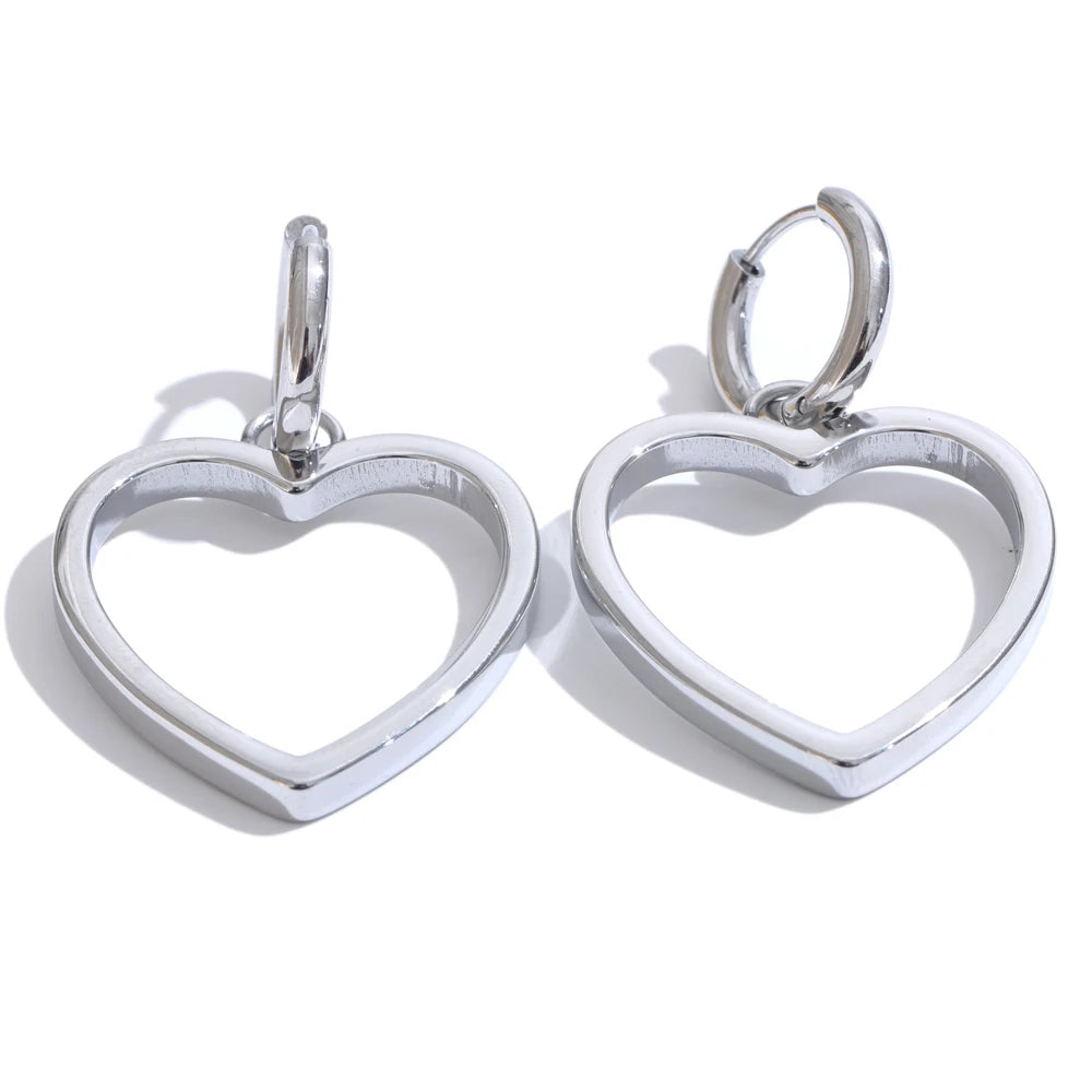 Heart hollow minimalist hoop earrings - product image