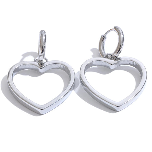 Heart hollow minimalist hoop earrings - product image