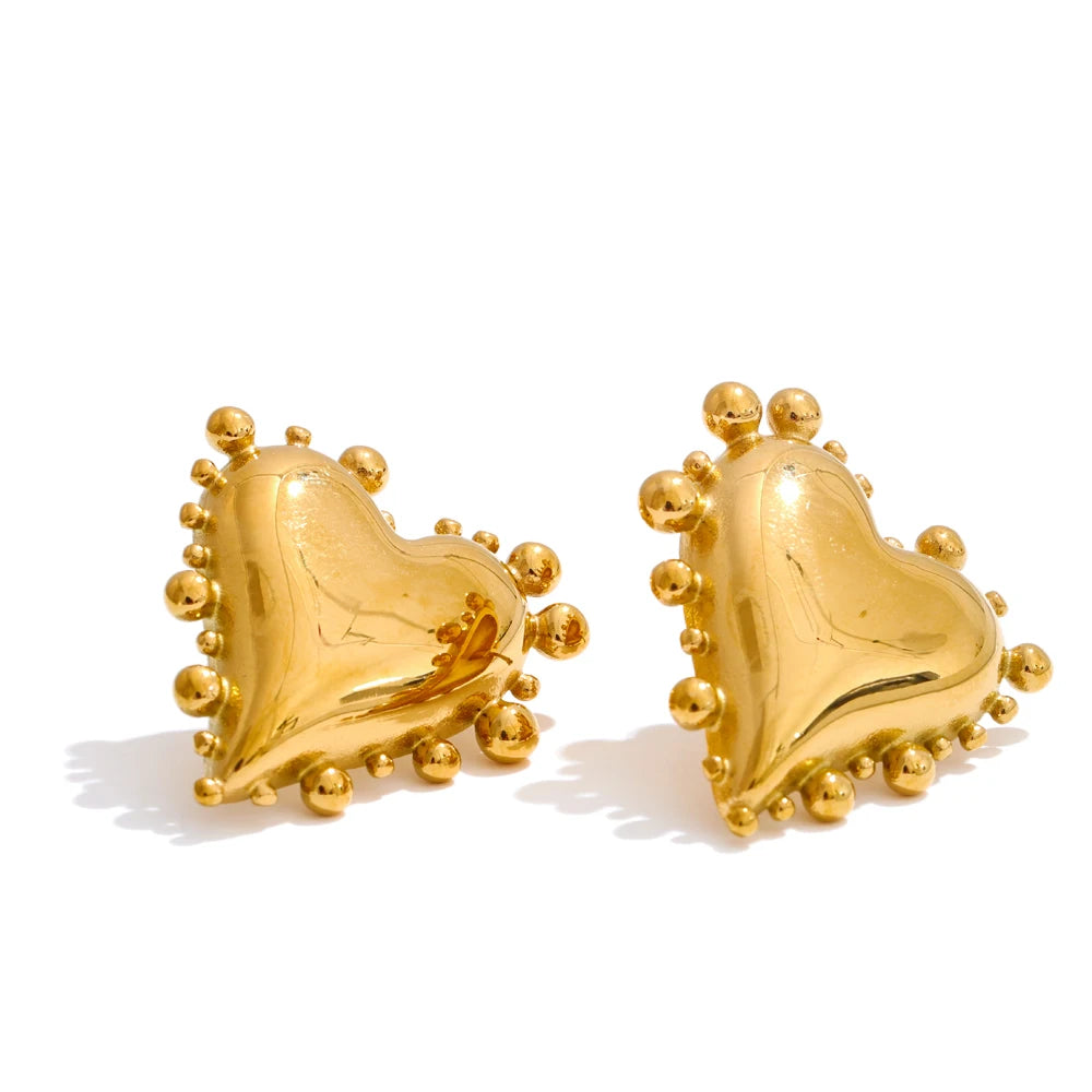 Heart love casting stud earrings fashion - product image