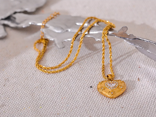 Heart love cz pendant necklace cubic zirconia - product image
