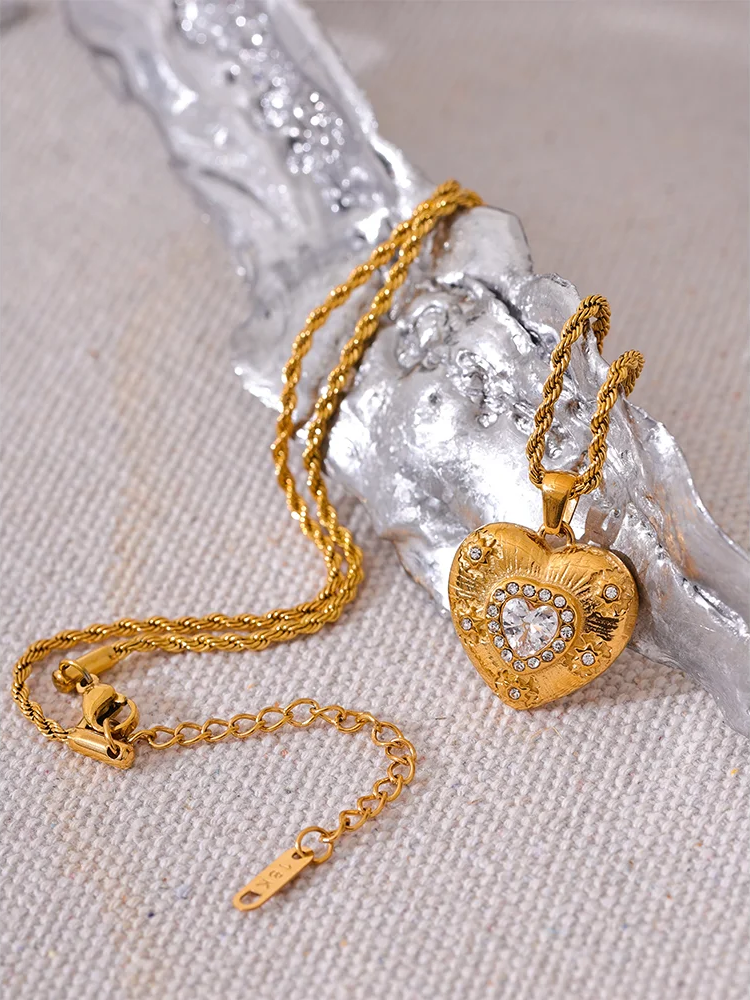 Heart love cz pendant necklace cubic zirconia - product image