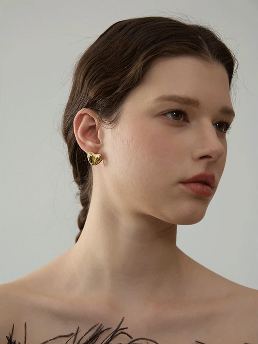 Heart love double face stud earrings - product image