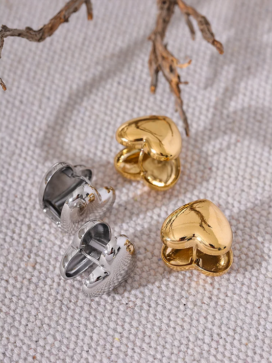Heart love double face stud earrings - product image