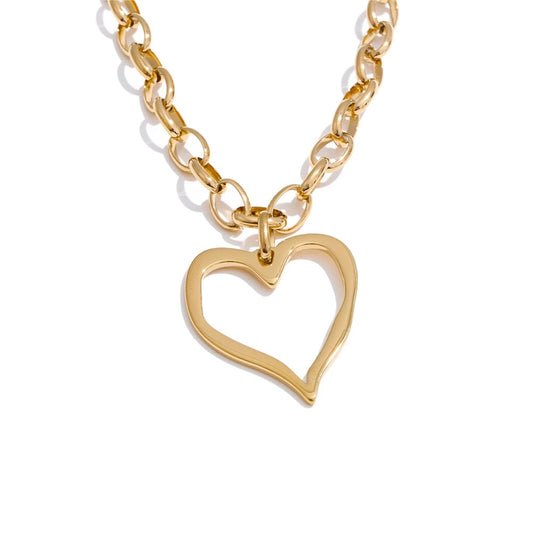 Heart love drop chain pendant necklace - product image