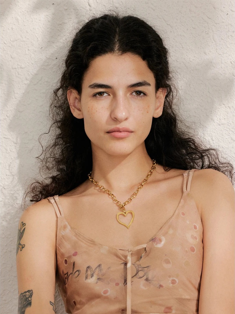 Heart love drop chain pendant necklace - product image