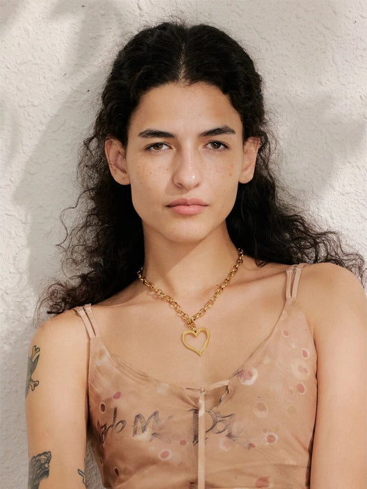 Heart love drop chain pendant necklace - product image