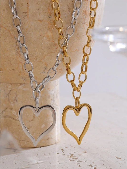 Heart love drop chain pendant necklace - product image