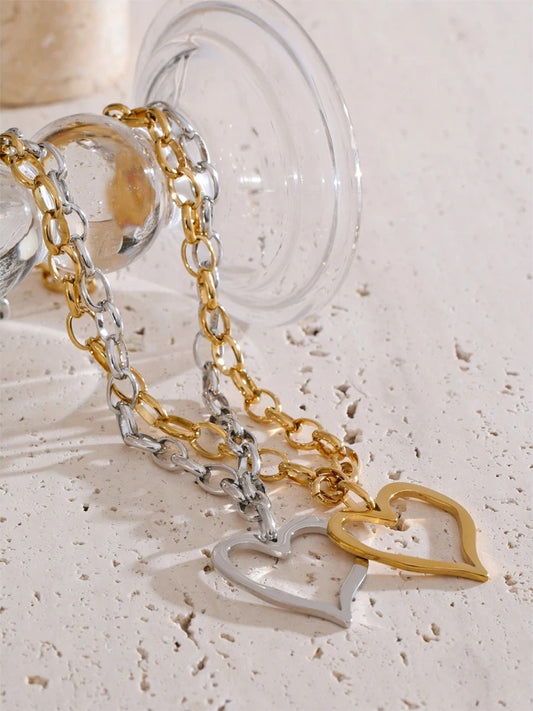 Heart love drop chain pendant necklace - product image