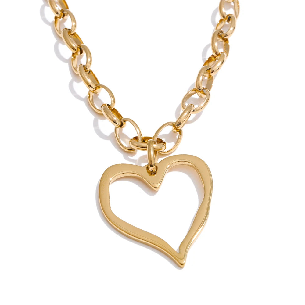 Heart love drop chain pendant necklace - product image