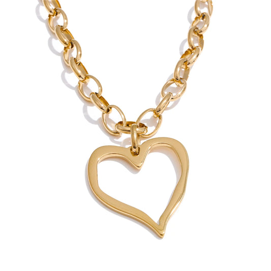 Heart love drop chain pendant necklace - product image