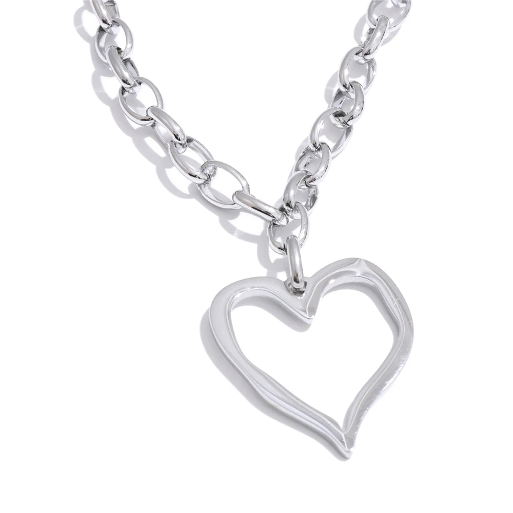 Heart love drop chain pendant necklace - product image