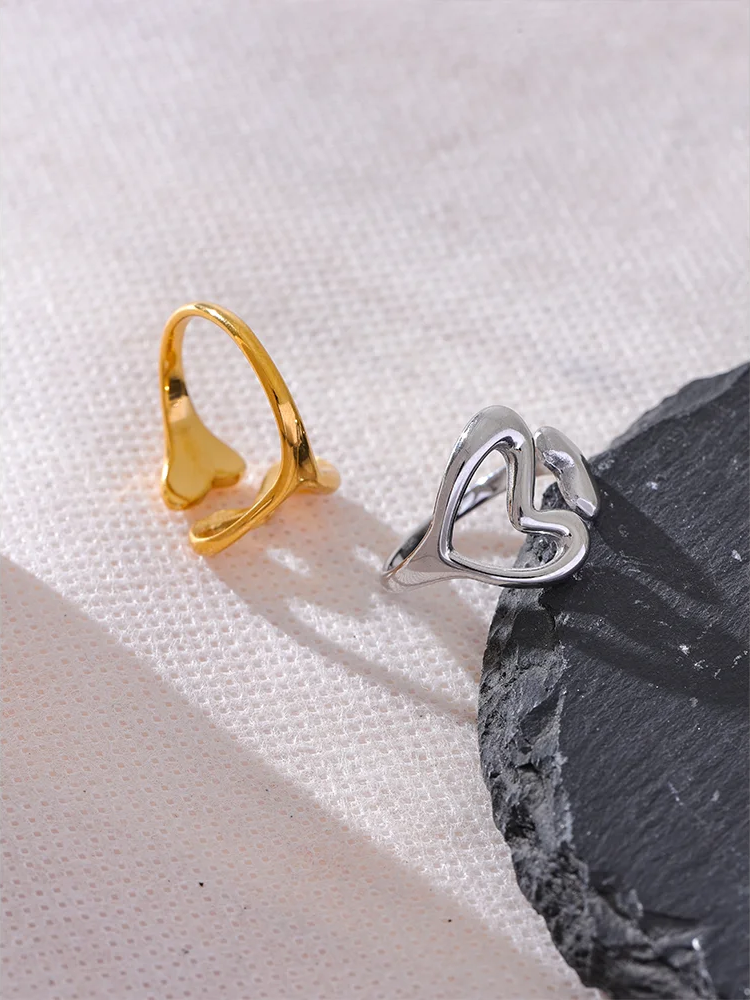 Heart love hollow minimalist chic ring - product image