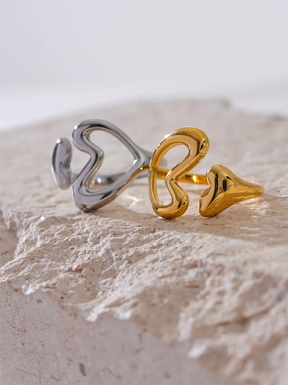 Heart love hollow minimalist chic ring - product image