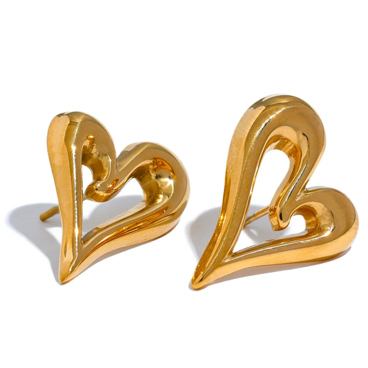 Heart love hollow stud earrings women - product image