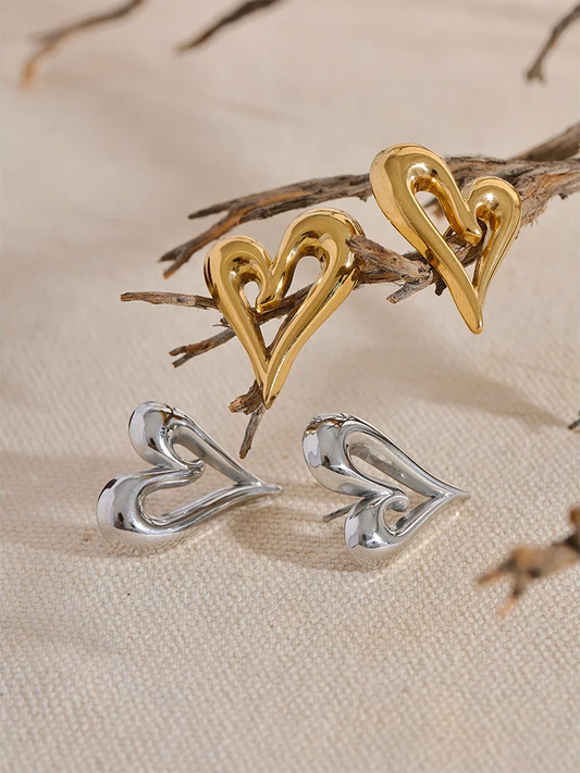 Heart love hollow stud earrings women - product image