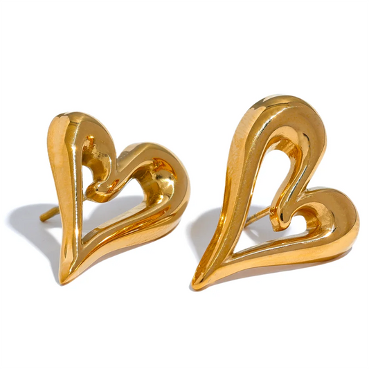 Heart love hollow stud earrings women - product image