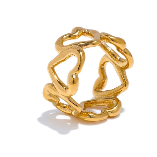 Heart love hollow water resistant fashion finger ring - product image