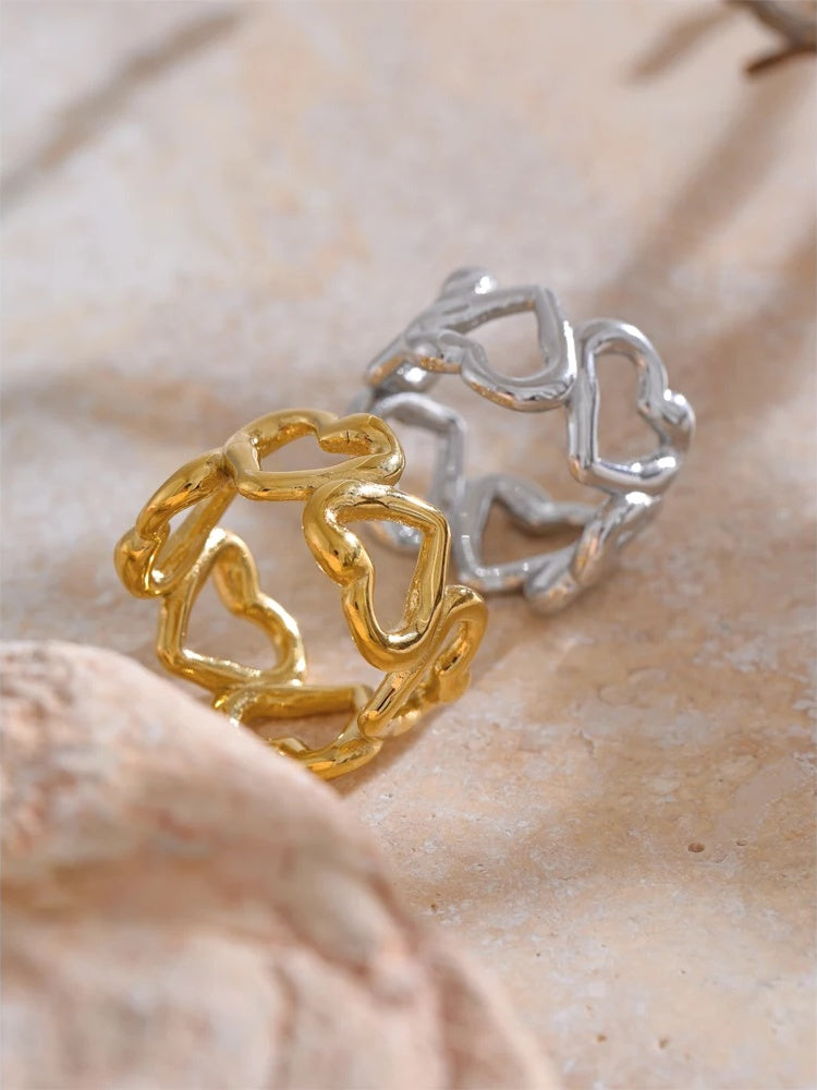 Heart love hollow water resistant fashion finger ring - product image