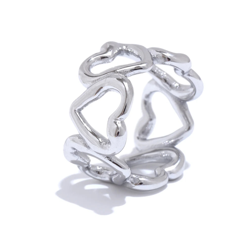 Heart love hollow water resistant fashion finger ring - product image