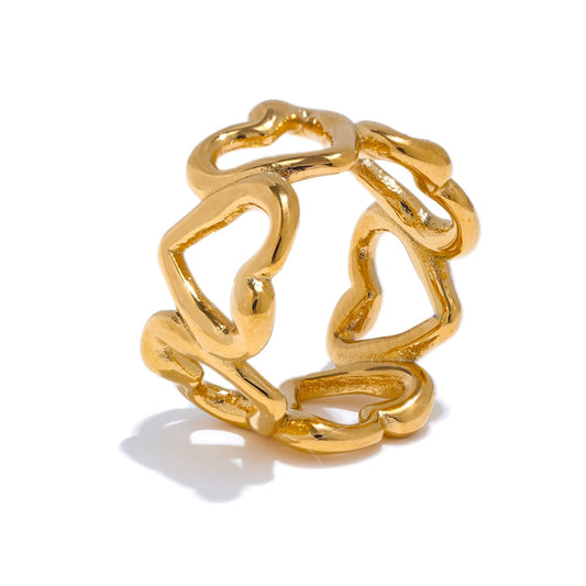 Heart love hollow water resistant fashion finger ring - product image