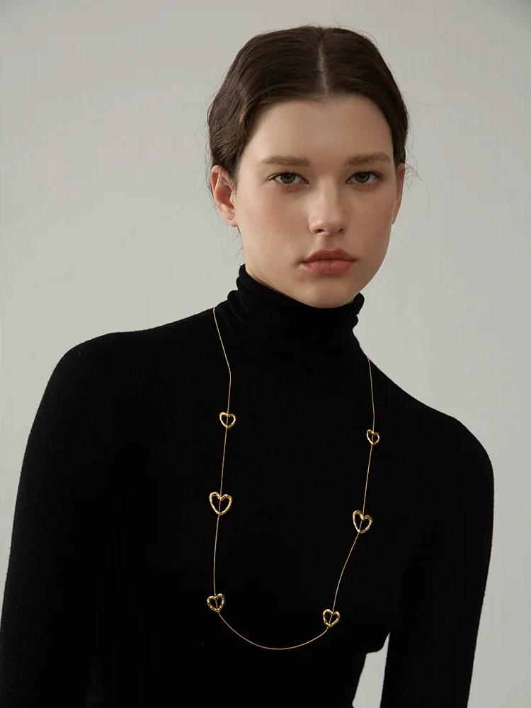 Heart love long temperament chest chain necklace - product image