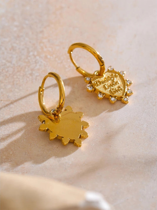 Heart love zirconia drop hoop earrings - product image