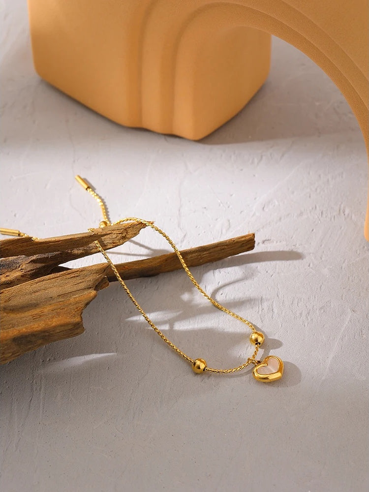 Heart natural shell beach chain bracelet women - product image