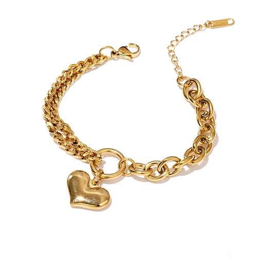 Heart pendant link chain bracelet - product image