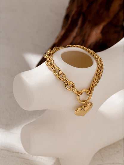 Heart pendant link chain bracelet - product image