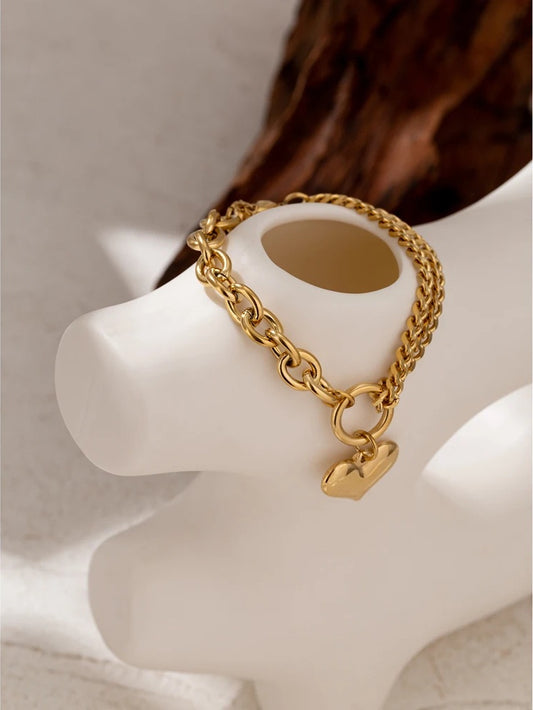 Heart pendant link chain bracelet - product image