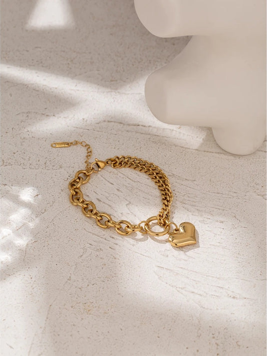 Heart pendant link chain bracelet - product image