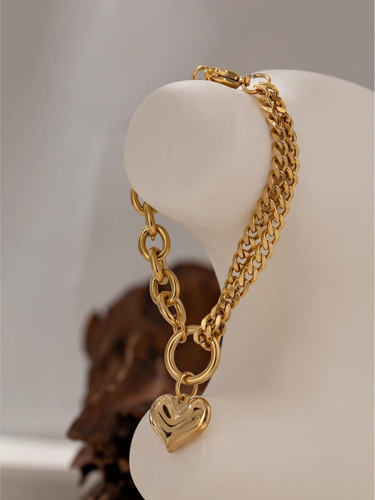 Heart pendant link chain bracelet - product image
