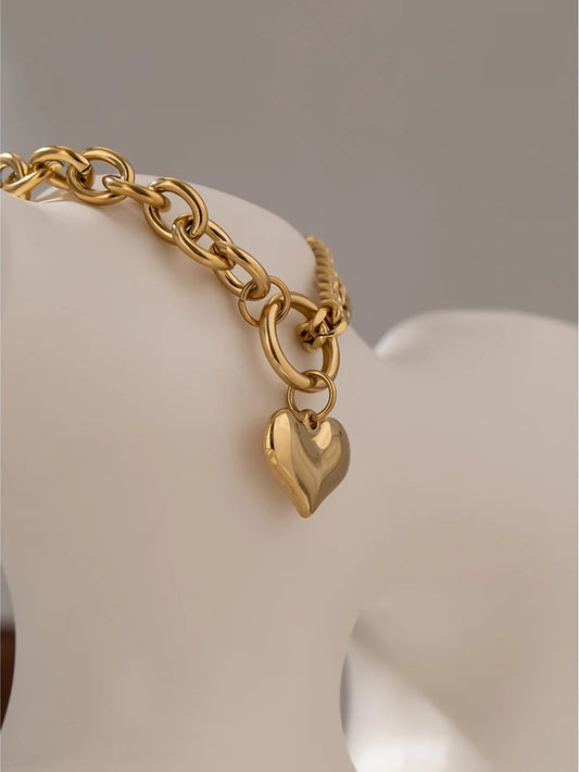 Heart pendant link chain bracelet - product image