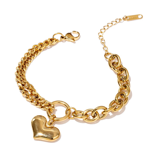 Heart pendant link chain bracelet - product image