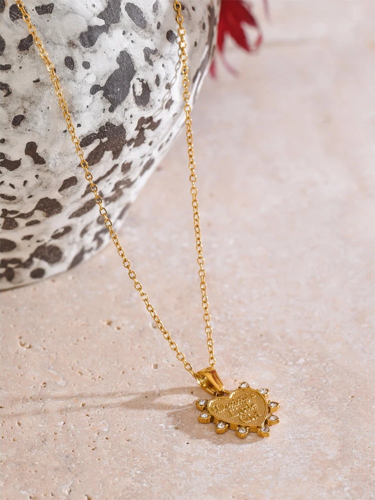 Heart pendant necklace fathers love jewelry set - product image