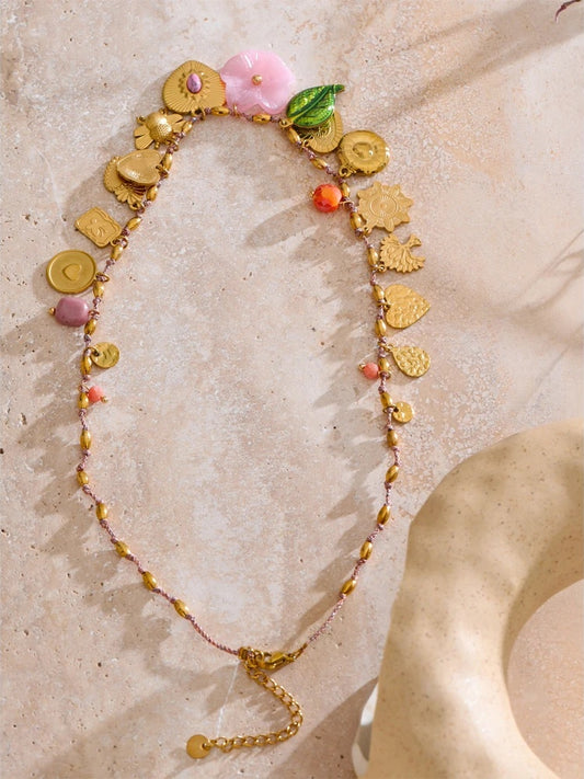 Heart resin flower pendant drop charm necklace - product image