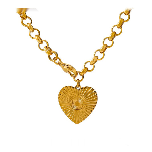 Heart rose flower pendant trendy statement necklace - product image