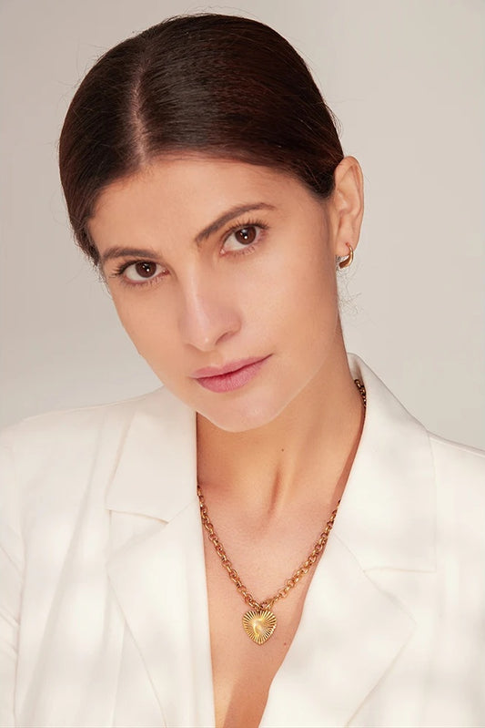 Heart rose flower pendant trendy statement necklace - product image