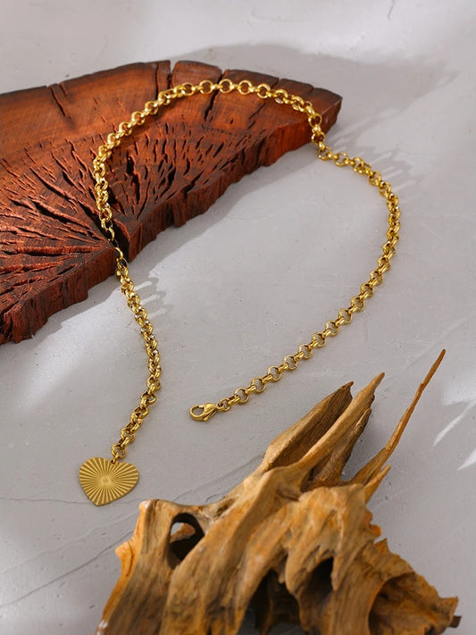 Heart rose flower pendant trendy statement necklace - product image