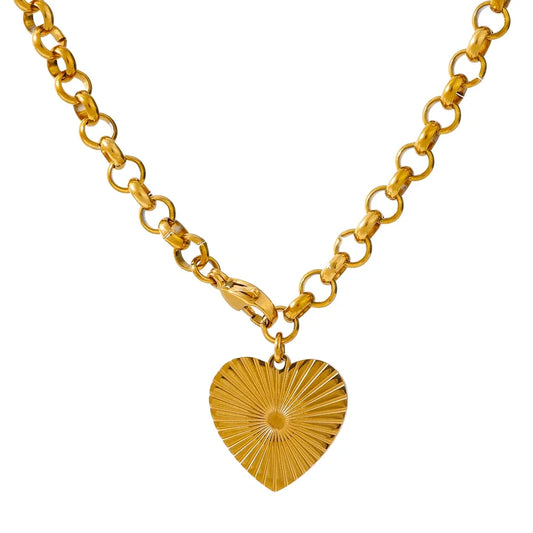 Heart rose flower pendant trendy statement necklace - product image
