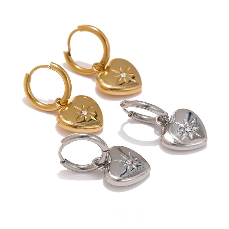 Heart shape huggie hoop earrings women gift - product image