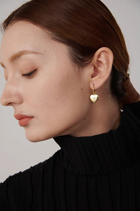 Heart shape huggie hoop earrings women gift - product image